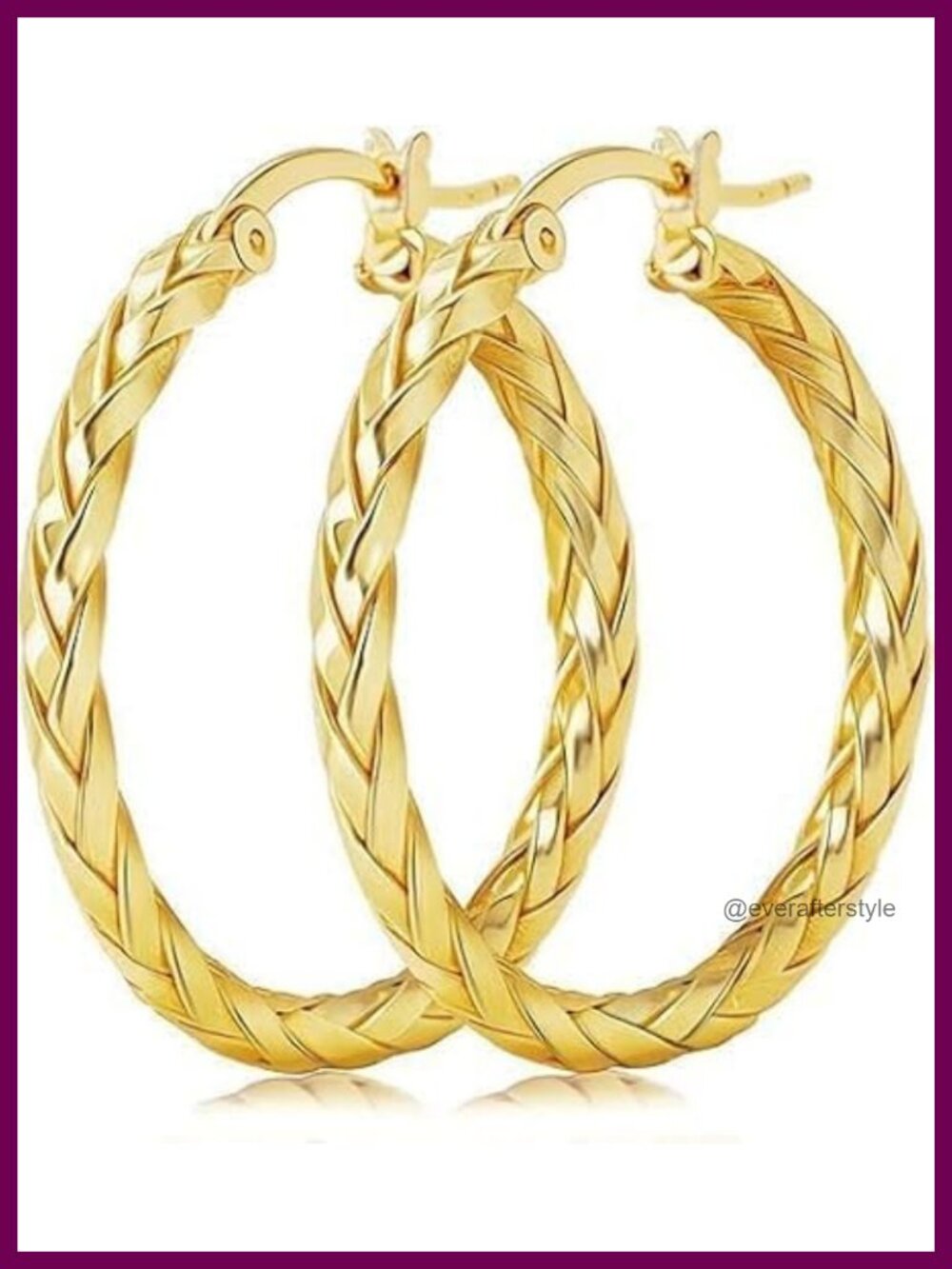 14K Gold Plated Hoop Earrings for Women Weave Design Hypoallergenic Gift Box